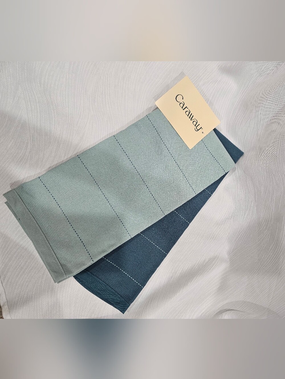 Caraway Organic Cotton Tea Towels Set of 2 - Light Sage & Deep Teal